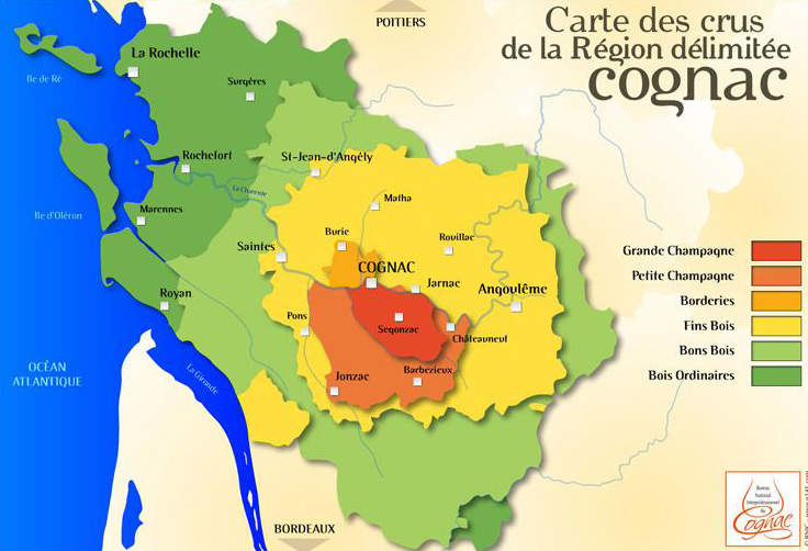 carte des crus du cognac