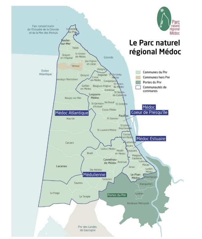 carte du parc naturel régional du médoc